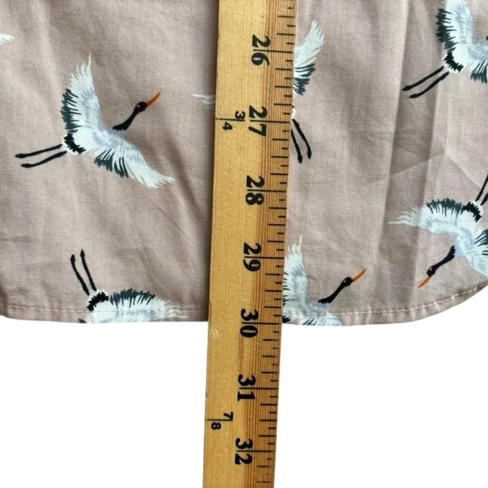 Cactus Man Ricky Singh AOP Button Up‎ Sz XL Beige Flying Crane Preppy Casual